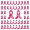 WANDIC 50 Pcs Rose Pink Ribbon Metal Pins, Memorial Ribbon