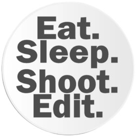 Kiwi Gifts Eat Sleep Shoot Edit - Circle Sticker Decal 3 Inch - Photographer Camera