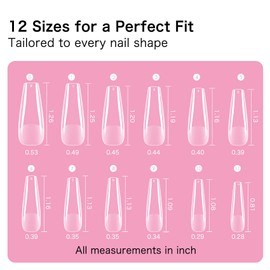 Creaglam Square Nail Tips Long: 240Pcs Soft Nail Gel Tips Pre-Shaped Clear Square Acrylic Fake Nails - 12 Sizes Soft Nail Tips Half Matte False Full Cover Press On Extensions Set for Women DIY