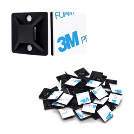 3/4" Zip Tie Mounts - 60 PCS Self Adhesive Cable Tie Mounts Wire Cable Anchors Squares Holders for Cable Management Outdoor Indoor (Black, 60PCS- 3/4INCH)