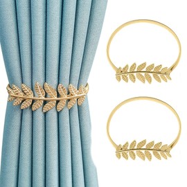 Newsmy 2 Pcs Magnetic Tie Backs for Curtains, Creative Leaf Magnetic Curtain Tie Back, Curtain Holdbacks Curtain Ties for Home, Outdoor Curtain Decoration (2 Pcs Gold Leaf)