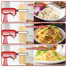 Pasta Attachment for KitchenAid Stand Mixer, 3-in-1 Stainless Steel Pasta Maker with Pasta Roller, Spaghetti & Fettuccine Cutter for Homemade Fresh Pasta By InnoMoon