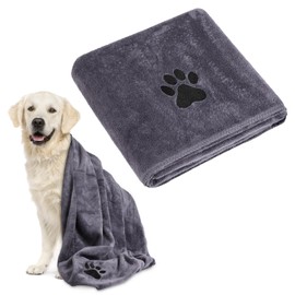 Adiwo Dog Towel, 140 x 70 cm Dog Towel, Extra Absorbent, Grey Quick-Drying Pet Microfibre Towels, Gift Suitable for Dogs, Cats or Other Pets