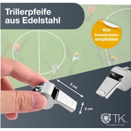 TK Gruppe Timo Klingler Set of 2 Stainless Steel Whistles with Band - Whistle for Referees and Officials - Whistle - Referee Whistle for Children & Sports Lessons