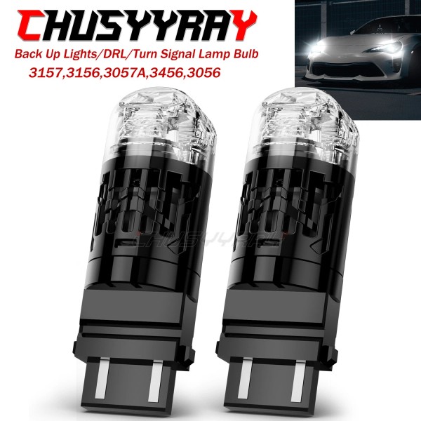 CHUSYYRAY NEW 3157 White LED Front Turn Signal Light Bulb