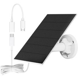 5W 5V Security Camera, Solar Panel, Small, Lightweight, Adjustable Angle, IP65 Waterproof, Outdoor, High Efficiency, Energy Saving, Solar Charger, Supports Micro USB Type-B and Type-C Ports