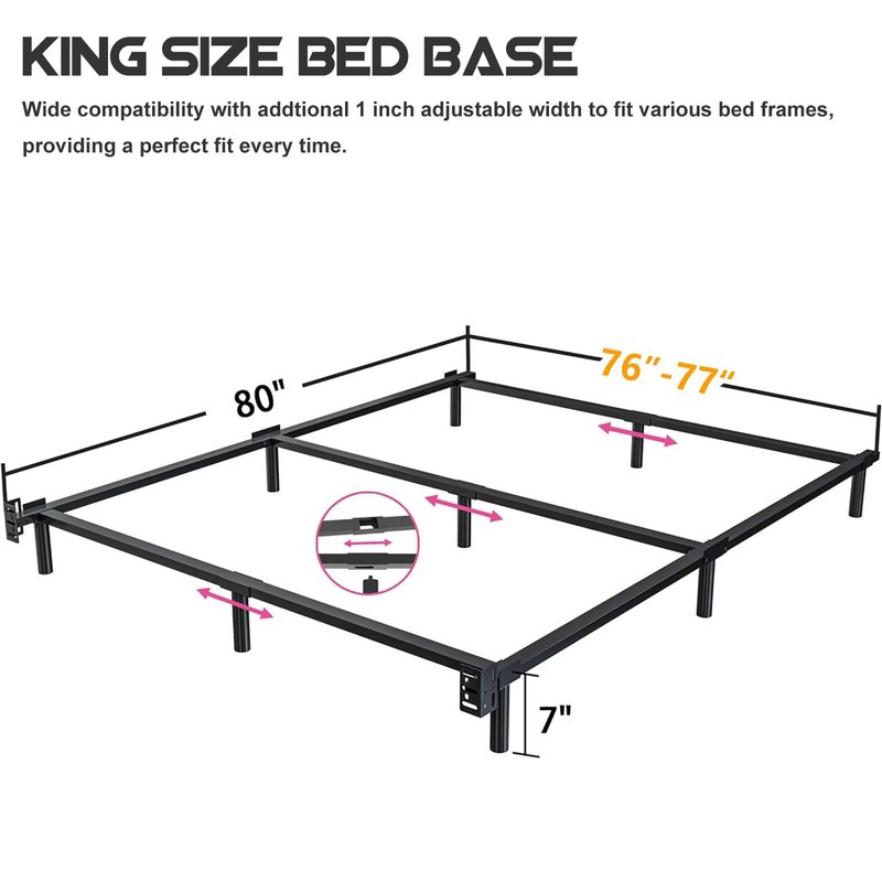 Bedsnus King Size Bed Frame, 7 Inch Metal Basics Bed