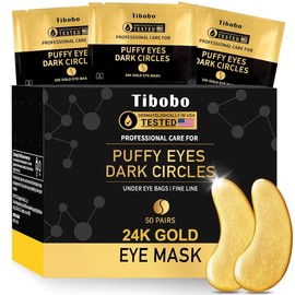 Tibobo 24k Gold Collagen Eye Gel Patches,48pcs/box Eye Mask for Wrinkles and Puffiness, Hyaluronic Soothing Radiant Under Eye Patches:_50 Pairs
