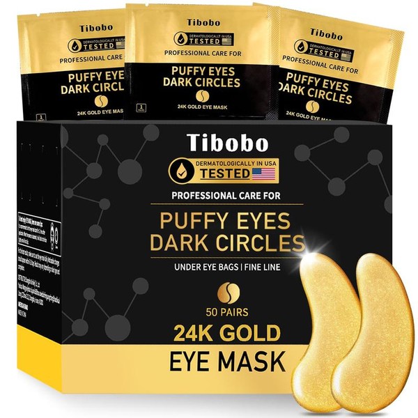 Tibobo 24k Gold Collagen Eye Gel Patches,48pcs/box Eye Mask for
