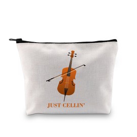 BDPWSS Cello Gift Cello Player Gift Cello Music Teacher Gifts Just Cellin’ Funny Cello Makeup Bag Cellist Musician Gift (Just cellin bag)
