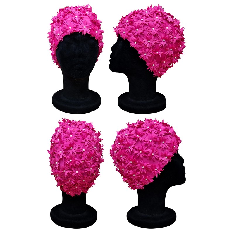 CHEX Daisy Ladies Elasticated Ruffle Flower Beaded Effect Swimming Cap