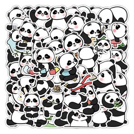 Pack of 60 Panda Stickers Pack Panda Sticker Set Waterproof Vinyl Stickers for Laptop Children Cars Motorcycle Bicycle Skateboard Luggage Suitcase Computer Sticker Graffiti Decal