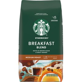 Starbucks Ground Coffee, Breakfast Blend, Medium Roast Coffee, Notes of Brown Sugar & Sweet Orange, Ground 100% Arabica Coffee, 12-Ounce Bag (Pack of 2)