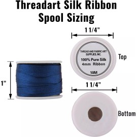 Threadart 100% Pure Silk Ribbon - 2mm Pale Blue - No. 600 - 10M (11 Yards)