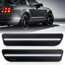Nrgedzam 2PCS Rear LED Side Marker Light Replacement Compatible with 2005-2009 Ford Mustang GT LED Rear Side Bumper Marker Lamp Smoked Lens Rear Bumper Fender Side Marker Reflectors Lights