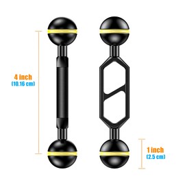 Sea Frogs - Brazo de bola doble de 4 pulgadas, sistema de iluminación de equipo de fotografía subacuática, aleación de aluminio, accesorio de equipo de buceo, brazos ligeros AM-9