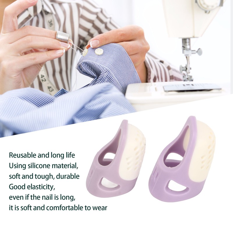 4 Pcs Silicone Thimble Purple Soft Elastic Finger Protector Finger