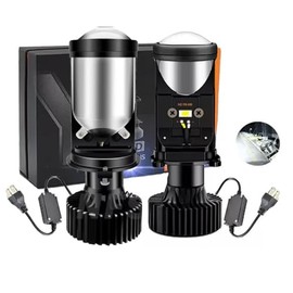 Focos de Faros Delanteros LED H4/9003/hb2, Kit De Faros Auto con Lupa Alta/Baja/Antiniebla, Faros Led para Auto 6500K 400% Más Brillante Plug y Play K
