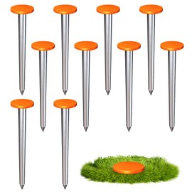 Kuabiz 10 Pcs Stainless Steel Survey Markers Stakes 1.57 x 6.7 Inch Low Profile Survey Marker Property Line Markers Heavy Duty Survey Markers for Garden Paver Lawn Edging Tarps Weed Barriers