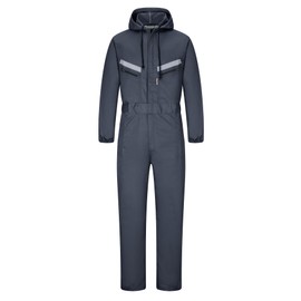 Yukirtiq Mens Work Coveralls Mechanic Hooded Overall Workwear Jumpsuits Long Sleeve Hi Viz Coverall with Zippers, Bluish Grey, XL