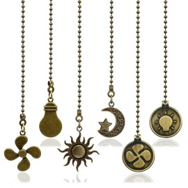6 Pcs Ceiling Fan Pull Chains, 12 inch Pull Chain Extension, Vintage Beaded Ball Fan Pull Chain Extender Decorative Fan Pull Chain Pendant Extension for Ceiling Fan Light Lamp Decoration