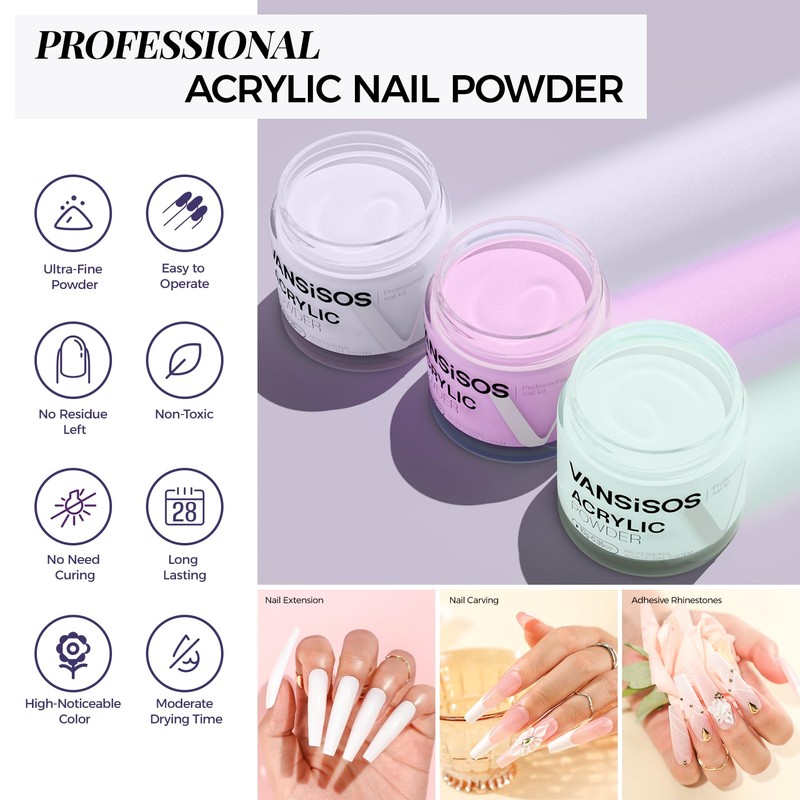 VANSISOS Acrylic Nail Kit for Beginner: Complete Set with 24