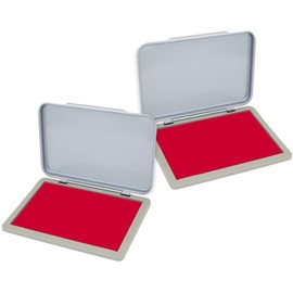 2 Pack Metal Case Stamp Pad Medium Size, Crimson Red Color - Size: 3" x 4" - Choose from 15 Ink Colors