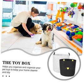 Ipetboom 2pcs Felt Pet Toy Storage Box Dog Toy Organizer Light Grey Treats Accessories Stylish Home Lightweight Portable