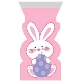 Creative Converting 73430 12 Count Bunny and Easter Egg Easter Shaped Zipper Treat Bags, Pink/White/Purple
