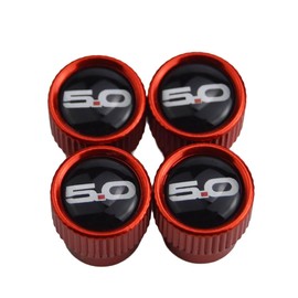 (Set of 4) 5.0 Metal Auto Tire Valve Stem Cap Cover with Resin 5.0 Emblem Trim for Ford Mustang GT & F150 for Cars Trucks Motorcycles SUVs RVs and Bikes