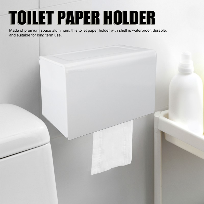 Toilet Paper Holder with Shelf Space Aluminum Waterproof Wall Mounted