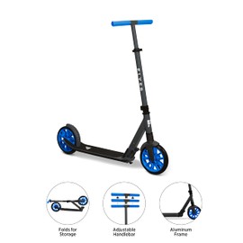 Radio Flyer Flyer Kickstart Max, Radio Flyer Kick Scooter, Adjustable Handlebars & Foldable, Blue Scooter 8+ Years, and up to 220 lbs