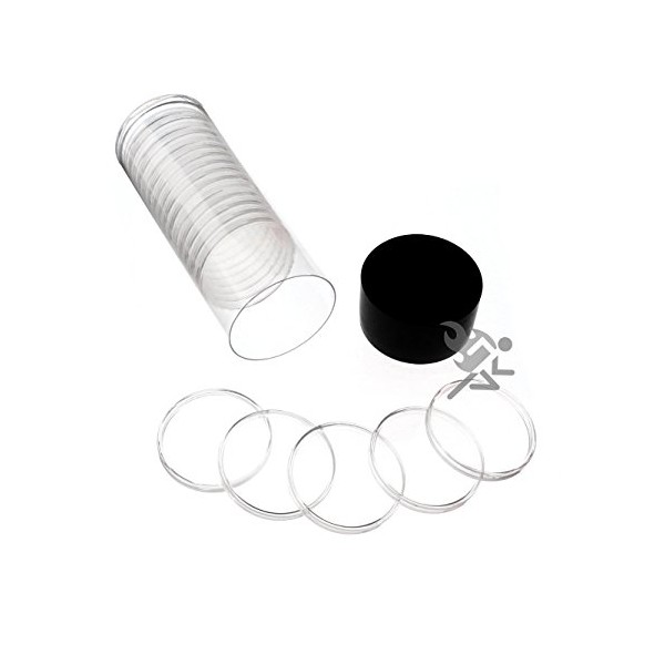 Capsule Tube & 20 Air-Tite H40 Direct Fit Coin Holders for 1oz Silver Eagles (Black Lid)