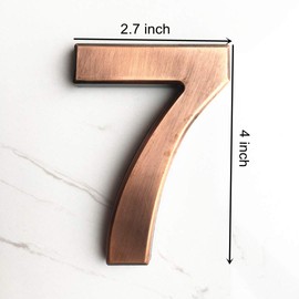 2 Pcs 4 Inch House Numbers 7, Self-Stick Bronze Address Number Stickers for (Mailbox Post, Apartment Door, Outside, Yard) Double 7, Metal Shining, by Sureyear.(4 Inch - NO.7, Bronze)