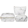 3Pcs Women Cosmetic Bag Marble Print Makeup Case Storage Handbag