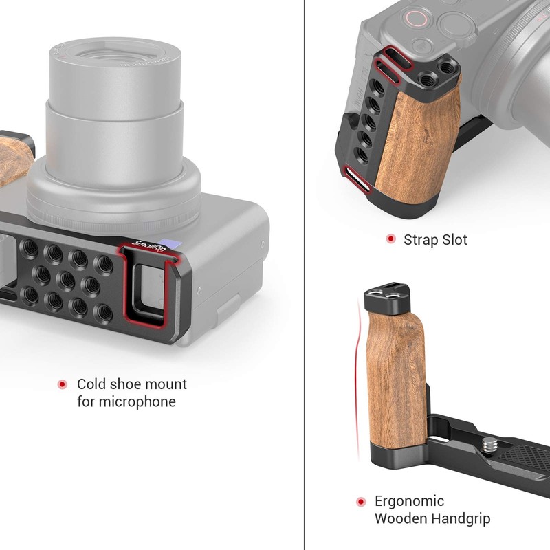 SmallRig L-Shape Wooden Grip with Cold Shoe for Sony ZV1