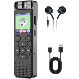 100GB Voice Recorder with Playback and Voice Controlled Recording, Voice Recorder with Noise Cancelling for Lectures, Meetings, Interviews, Teaching (including Headphones)