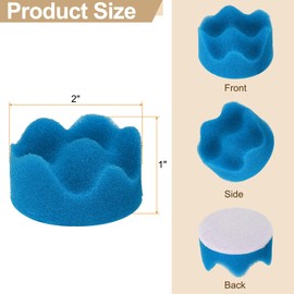 HARFINGTON 2pcs Buffing Sponge Pads 2" Polishing Wheel Waffle Finishing Grip Pad Car Buffer Polisher with Hook and Loop Back for Car Detailing Polishing Waxing, Blue