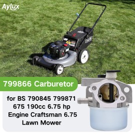 Aylux 799866 Carburetor with 491588S Filter for 675 Series 190cc 6.75 hp Engine Replace B&S 790845 799871 796707 794304 Toro Craftsman Troy-Bilt Lawnmower