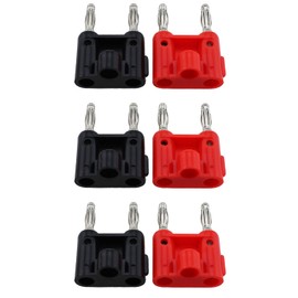 RLECS 6PCS Banana Plug Speaker Connector Dual Row Siamese Speaker Plug Black and Red Dual Banana Plug 40MM/1.57Inch Suitable for Multimeter and Stereos and Speaker