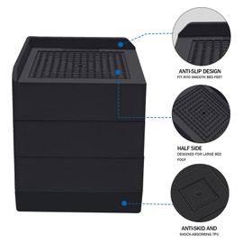 ANNKUT Bed Risers 4 inch Heavy Duty, Furniture Risers for Desk Table Sofa Couch Lifts to 1.5、3 or 4 in, Square Adjustable Risers Blocks, Support Up to 1,300 Lbs（4 Pack-Black）