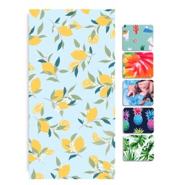 LIVILAN Blue Lemon Beach Towels, 30 x 60 Oversized Absorbent Thin Soft Blanket Towel, Lightweight Quick Dry and Sand Free Bath Pool Towel as Gifts for Kids Adults