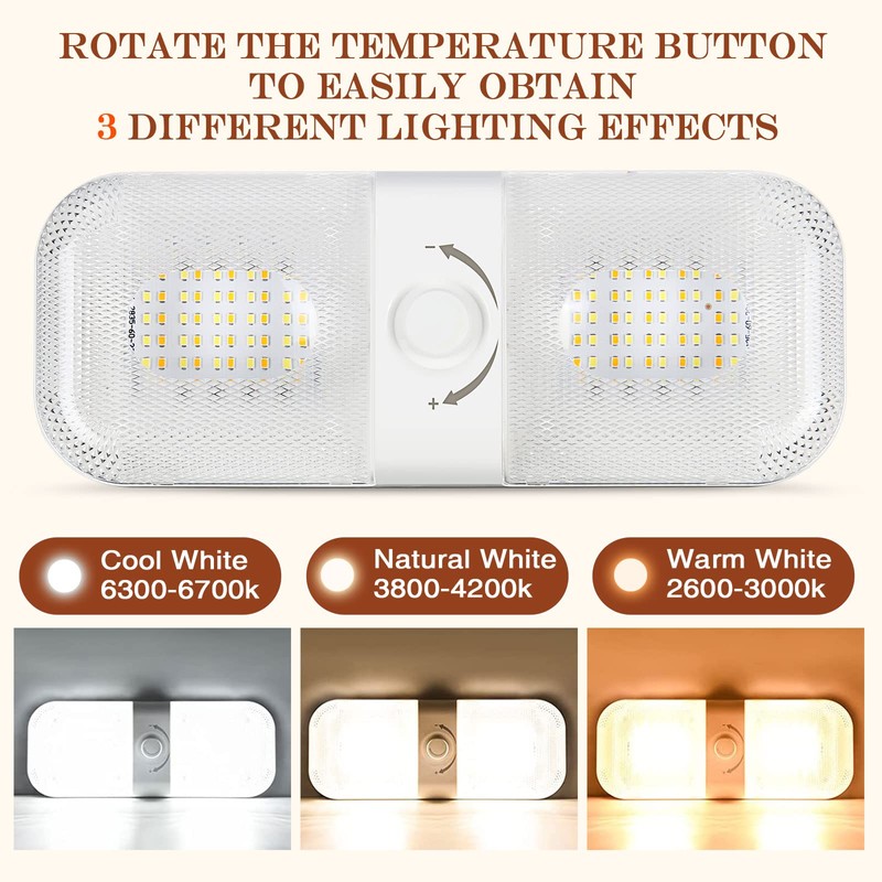 Retisee 10 Pcs RV Lights Interior 1700LM, 3 Color 12V