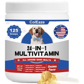 Dog Multivitamin Powder with Glucosamine, 24-in-1 Multivitamin Powder for Dogs, Senior & Puppy Multivitamin for Dogs, Supports Hip & Joint, Immune, Healthy Gut, Skin&Coat, Overall Health - 125 Scoops