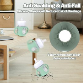 BUSOHA 3 Pack Silicone Sleeves for Avent Baby Bottles - Anti Breakage Baby Bottle Holder with Handle for Avent Natural Glass Baby Bottles,Compatible with Avent Baby Bottle