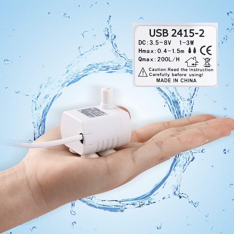 Driew 3W DC 3.5-8V USB Water Pump with Power Cord,