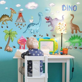 Glow in The Dark Dinosaur Wall Decals, 47 PCS Glowing Dino Stickers for Boys Bedroom, Large Luminous Removable Dinosaur Paw Wall Decor for Nursery