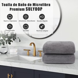Toallas de Baño de Microfibra, 4 Piezas 3 Toallas de Baño Grandes para Cuerpo (70x140cm) + 1 Toalla para Gym/Rostro Ultra Absorbentes, Secado Rápido para Gym, Playa, Spa, Hotel-Marrón (Gris)