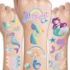 CHARLENT 100 Glitter Styles Temporary Mermaid Tattoos for Kids Party