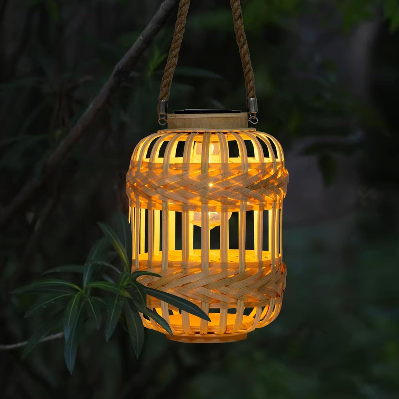 Solar Lanterns,Livinlarge Solar Rattan Light Outdoor Waterproof Solar Lights for